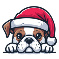 Bulldog Wearing Santa Hat - Ai Generative png