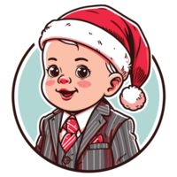 Beautiful Cute Baby Boy Wearing Santa Hat - Ai Generative png