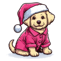 mooi hond vervelend de kerstman hoed clip art - ai generatief png