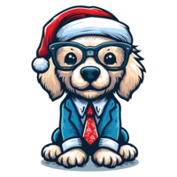 Beautiful Dog Wearing Santa Hat Clipart - Ai Generative png