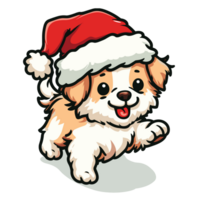 Beautiful Dog Wearing Santa Hat Clipart - Ai Generative png