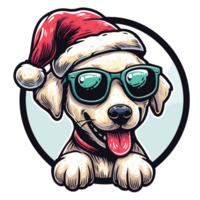 Beautiful Dog Wearing Santa Hat Clipart - Ai Generative png