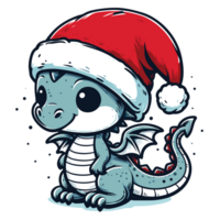 dragon portant Père Noël chapeau - ai génératif png