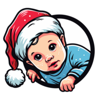 Beautiful Cute Baby Boy Wearing Santa Hat - Ai Generative png