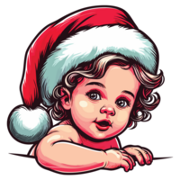 mignonne bébé fille portant Père Noël chapeau - ai génératif png