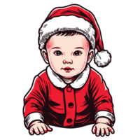 mooi schattig baby jongen vervelend de kerstman hoed - ai generatief png