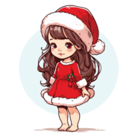 Cute Baby Girl Wearing Santa Hat - Ai Generative png