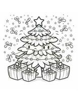 coloring book for kids big christmas tree photo