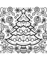 coloring book for kids big christmas tree photo