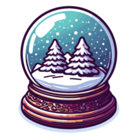 Trees And Mountain Inside Snow Globe Clipart - Ai Generative png