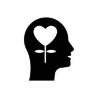 Mental health icon. Simple solid style. Positive mind wellbeing, brain, emotion, mental health development and care concept. Black silhouette, glyph symbol. Vector illustration isolated.