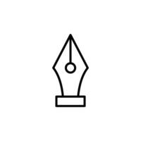 Ink pen icon. Simple outline style. Fountain, calligraphy tool, nib, write, letter, old, classic concept. Thin line symbol. Vector illustration isolated.