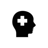 Mental health icon. Simple solid style. Positive mind wellbeing, brain, emotion, mental health development and care concept. Black silhouette, glyph symbol. Vector illustration isolated.