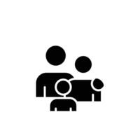 Family icon. Simple solid style. Parents and child, father, mother, kid, couple, together concept. Black silhouette, glyph symbol. Vector illustration isolated.