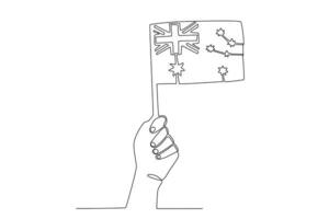 A hand raised the Australian flag vector