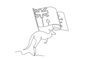 un canguro y el bandera de Australia vector