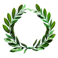 Green Laurel wreath Isolated on Transparent Background. AI Generative png