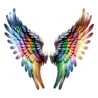 arco iris ángel alas aislado en transparente antecedentes. ai generativo png