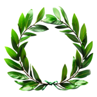 Green Laurel wreath Isolated on Transparent Background. AI Generative png