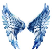 azul acuarela ángel alas aislado en transparente antecedentes. ai generativo png