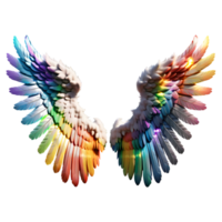 Rainbow Angel Wings Isolated on Transparent Background. AI Generative png