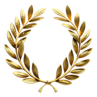 Golden Laurel wreath Isolated on Transparent Background. AI Generative png