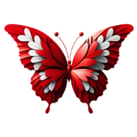 rojo mariposa modelo en corazón forma aislado. ai generativo png