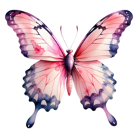 aquarelle rose papillon isolé sur une transparent Contexte. ai génératif png