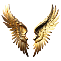 Gold Wings Isolated on Transparent Background. AI Generative png