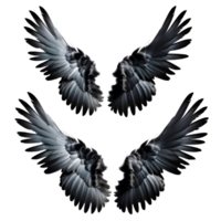 Black Wings Isolated on Transparent Background. AI Generative png