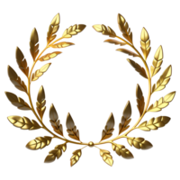 Golden Laurel wreath Isolated on Transparent Background. AI Generative png