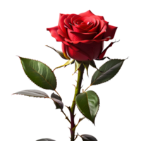 lindo vermelho rosa flor isolado em transparente fundo. ai generativo png