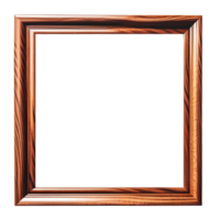 Brown Wooden Frame Isolated on Transparent Background. AI Generative png