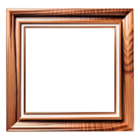 Brown Wooden Frame Isolated on Transparent Background. AI Generative png