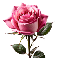 Beautiful Pink Rose Flower Isolated on Transparent Background. AI Generative png