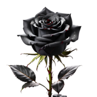 Beautiful Black Rose Flower Isolated on Transparent Background. AI Generative png