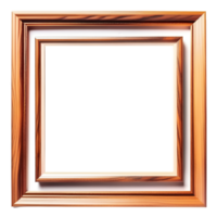 Brown Wooden Frame Isolated on Transparent Background. AI Generative png