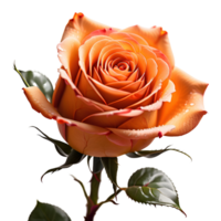 Beautiful Orange Rose Flower Isolated on Transparent Background. AI Generative png