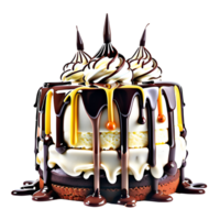 Chocolate Birthday Cake Isolated. AI Generative png