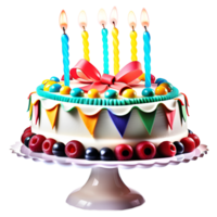 Colourful Birthday Cake Isolated. AI Generative png