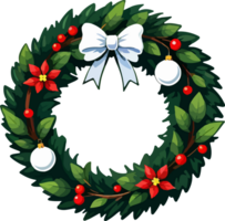 Christmas Wreath Cartoon Design AI Generative png