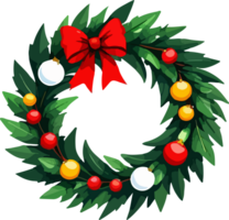 Christmas Wreath Cartoon Sticker AI Generative png