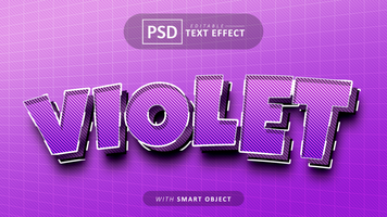 Violet 3d text effect editable psd