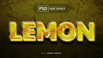Yellow lemon 3d text effect editable psd