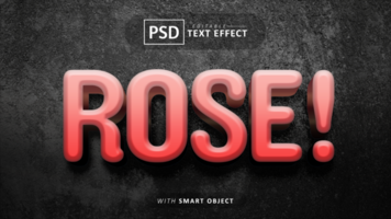 Rosa 3d texto efecto editable psd