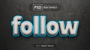 seguir editable 3d resplandor texto efecto psd