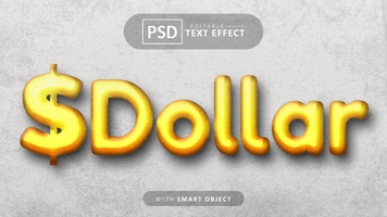 dólar moeda texto efeito editável psd