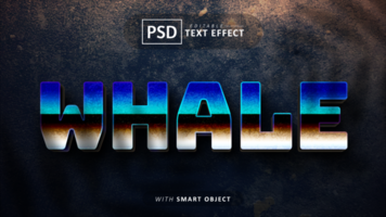 Whale 3d gradient text effect editable psd