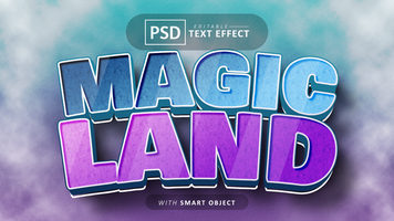 Magic land cartoon style text effect psd