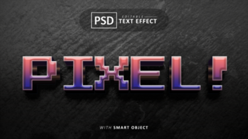 pixel 3d testo effetto modificabile psd